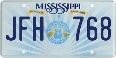 MS license plate JFH768