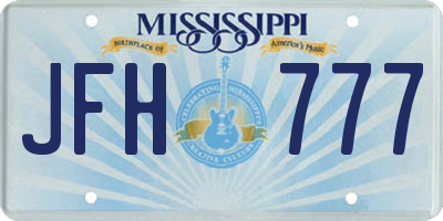 MS license plate JFH777