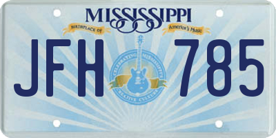 MS license plate JFH785