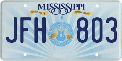 MS license plate JFH803