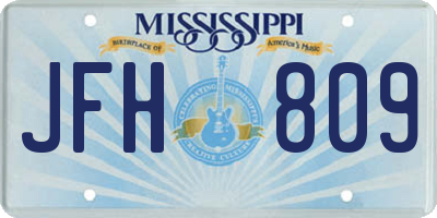 MS license plate JFH809