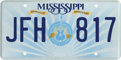 MS license plate JFH817