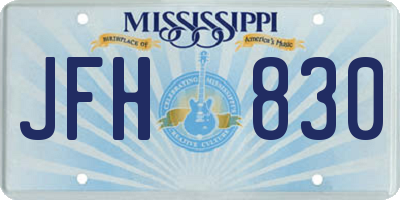 MS license plate JFH830