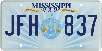 MS license plate JFH837