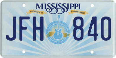 MS license plate JFH840