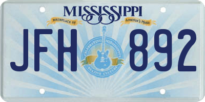 MS license plate JFH892