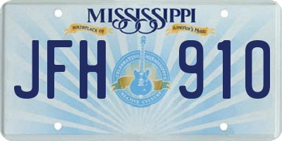 MS license plate JFH910
