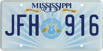 MS license plate JFH916