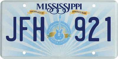 MS license plate JFH921