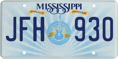 MS license plate JFH930