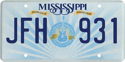 MS license plate JFH931