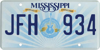 MS license plate JFH934