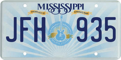 MS license plate JFH935