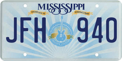 MS license plate JFH940