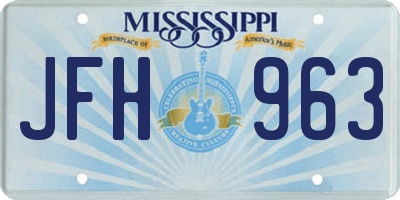 MS license plate JFH963