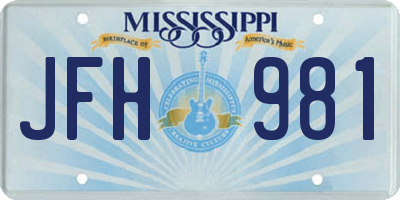 MS license plate JFH981