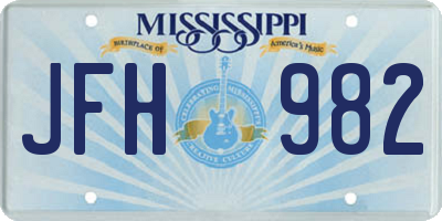 MS license plate JFH982