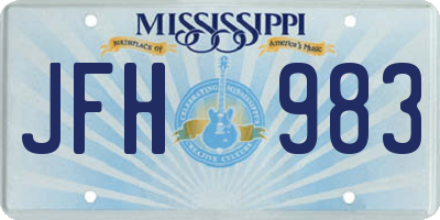 MS license plate JFH983