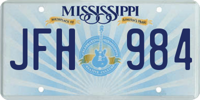 MS license plate JFH984