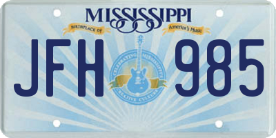 MS license plate JFH985