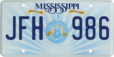 MS license plate JFH986