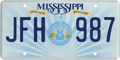 MS license plate JFH987
