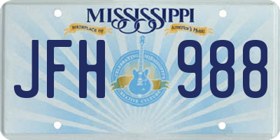 MS license plate JFH988