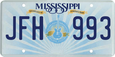 MS license plate JFH993