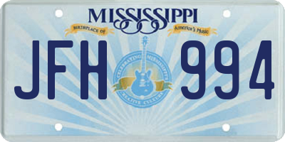 MS license plate JFH994