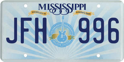 MS license plate JFH996
