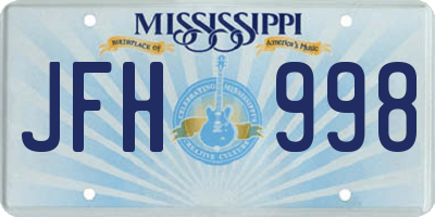 MS license plate JFH998