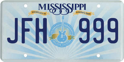 MS license plate JFH999