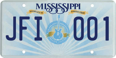 MS license plate JFI001