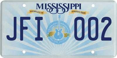 MS license plate JFI002