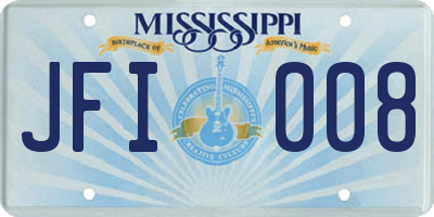 MS license plate JFI008