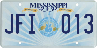 MS license plate JFI013