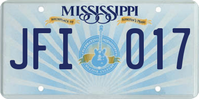 MS license plate JFI017