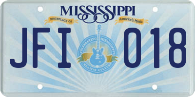 MS license plate JFI018