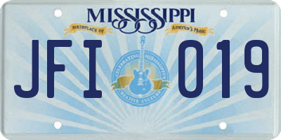 MS license plate JFI019