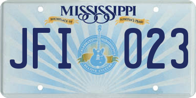 MS license plate JFI023