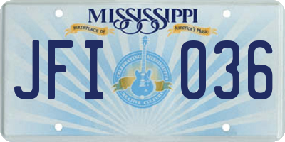 MS license plate JFI036