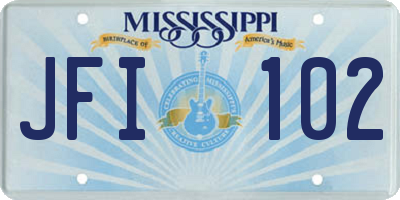 MS license plate JFI102