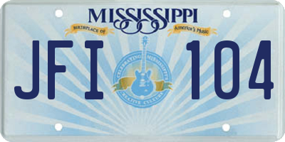 MS license plate JFI104