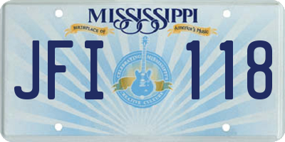 MS license plate JFI118