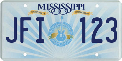 MS license plate JFI123