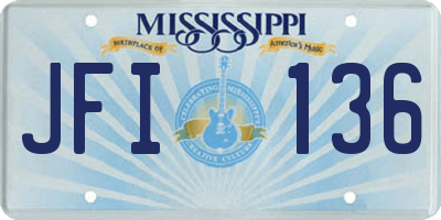 MS license plate JFI136