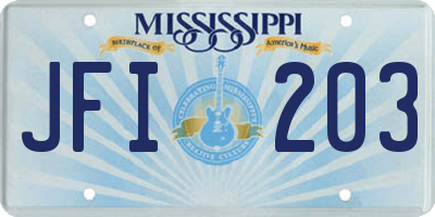 MS license plate JFI203