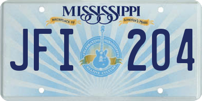 MS license plate JFI204
