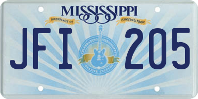 MS license plate JFI205