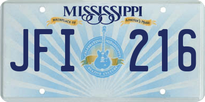 MS license plate JFI216